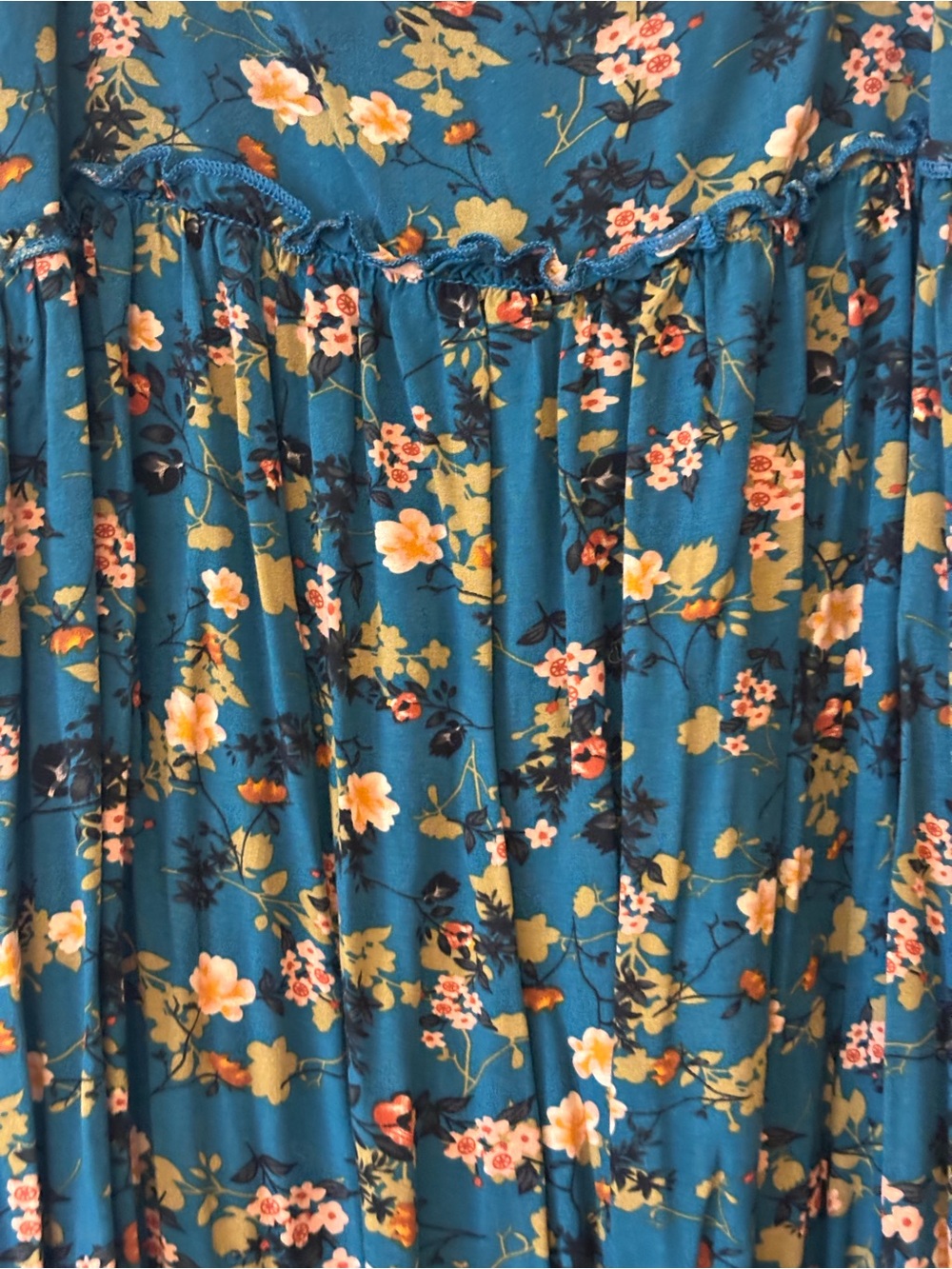 NATURAL LIFE Teal Floral Maxi Dress with Pink & Yellow Blossoms - Picture 2 of 4